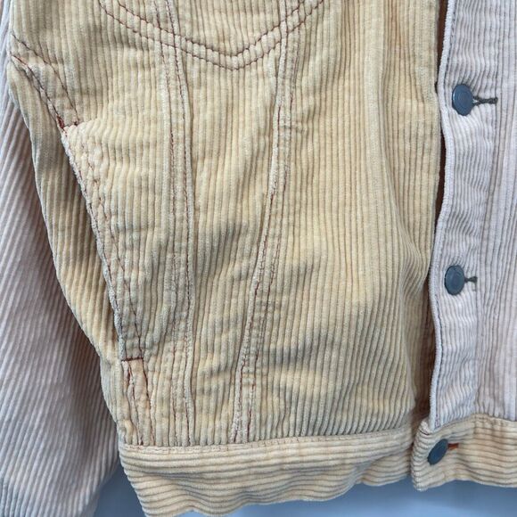ASOS Color Block Corduroy Trucker Jacket in Pink,Yellow and Tan Sz SM - Picture 3 of 10
